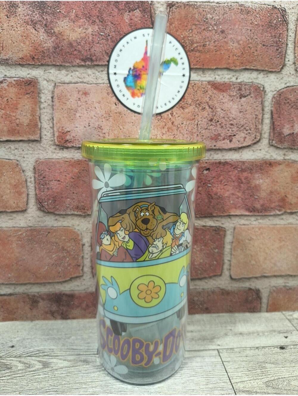 Silver Buffalo Scooby-Doo Mystery Machine 20oz Tumbler With Lid and Straw NWT